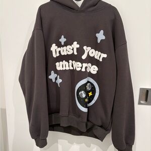 Broken Planet Grey Hoodie with Trust Your Universe Design
